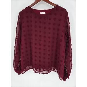Blooming Jelly Maroon Textured Dot Business Career Blouse Women's XL